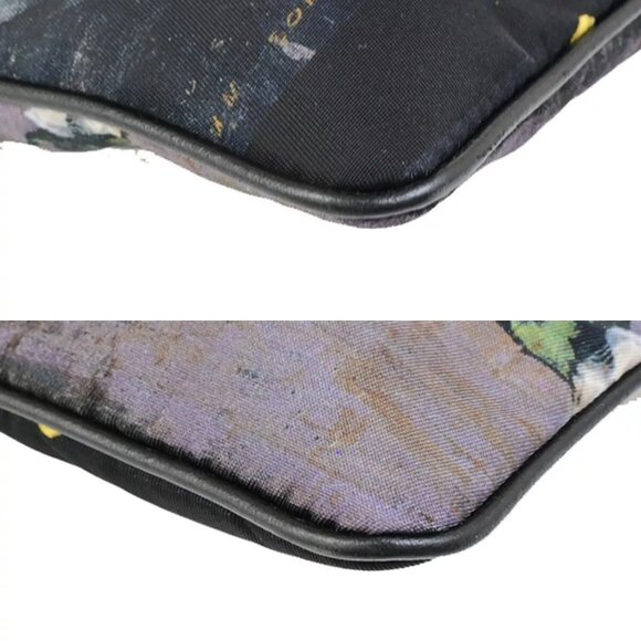 DIOR HOMME Logo Francois Bard Clutch Hand Bag Nylon Leather Black - Picture 10 of 15